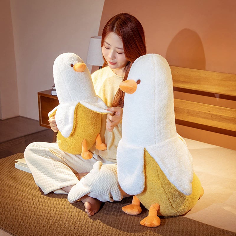 hitoshe Banana Duck Plush Toy Banana Duck Stuffed Animals Doll Cute Plushie Hugging Plush Pillow Gift for Girls and Boys White 1968 inch - Image 3