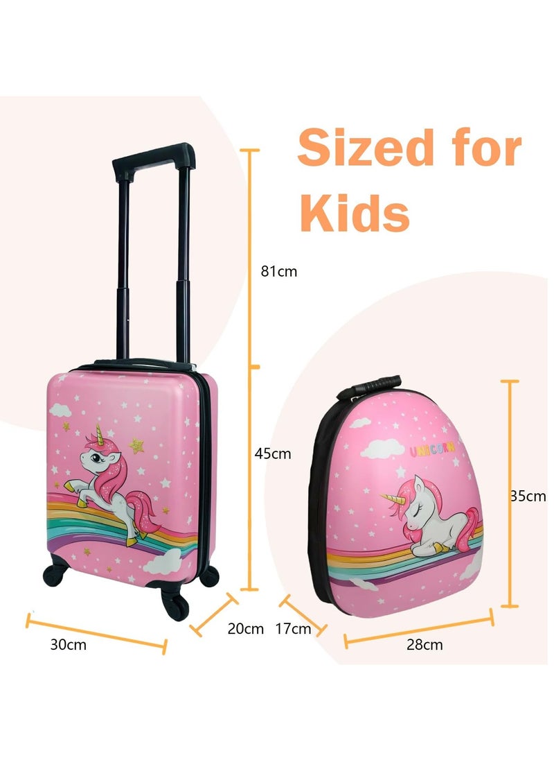 Jorunb Kids Carry On Luggage Set, Hard Shell Travel Luggage W/Backpack, Hard side Rolling Suitcase W/Spinner Wheels, Kids Suitcases With Wheels for Boys Girls Toddlers Children (pink)  - Image 2