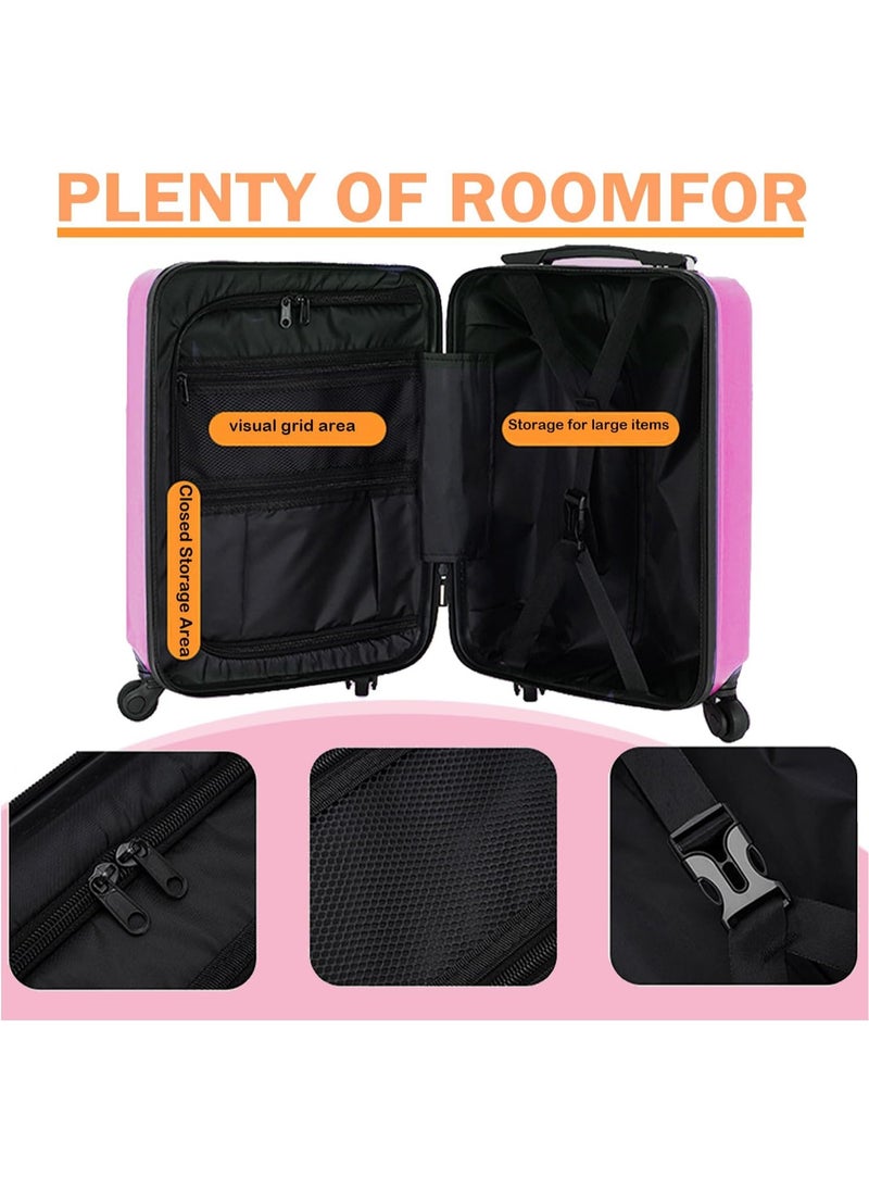 Jorunb Kids Carry On Luggage Set, Hard Shell Travel Luggage W/Backpack, Hard side Rolling Suitcase W/Spinner Wheels, Kids Suitcases With Wheels for Boys Girls Toddlers Children (pink)  - Image 4