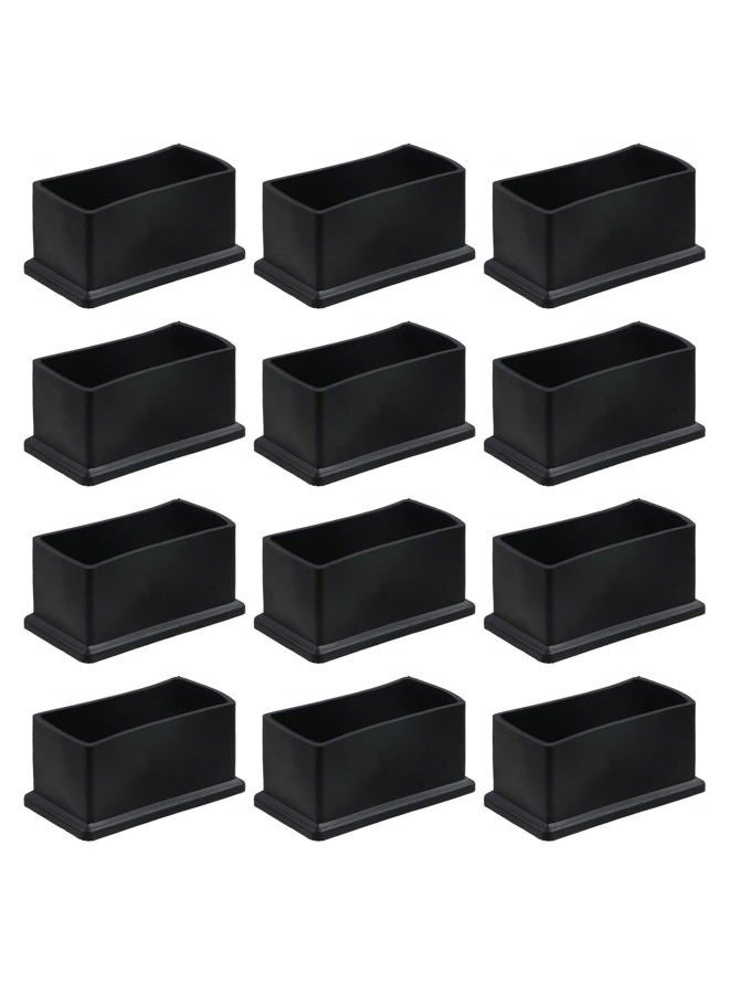 Geesatis 12 PCS 2" X 1" Rubber Furniture Feet Cover, Table Chair Leg Cover, Hardwood Floor Protector, Double Thickness, Black, PVC, Rectangle - Image 1