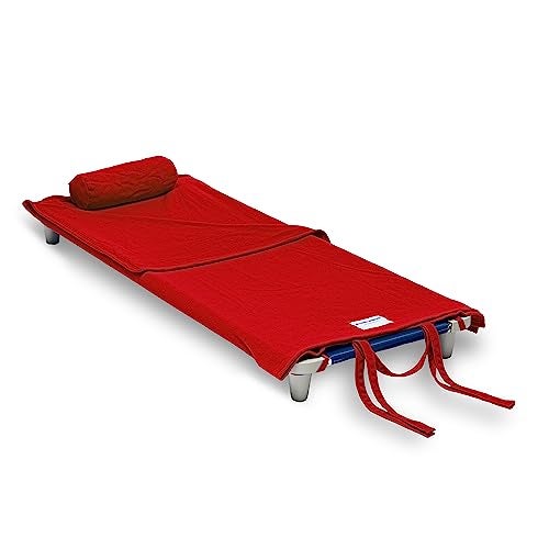 Rollee Pollee Nap Sac RollUp Toddler Blanket with Attached Pillow Soft Fleece Preschool Nap Mat for Daycare or Travel Machine Washable Red - Image 1