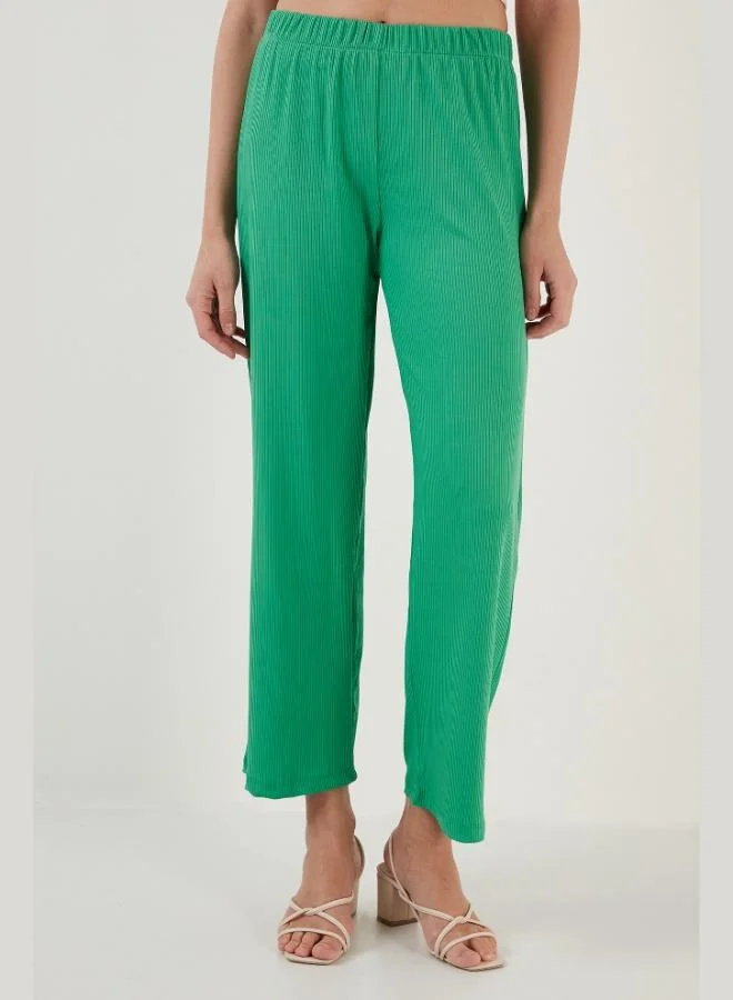 Lela Lela Ribbed Relaxed Fit Wide Leg Trousers Women's Trousers 5865028