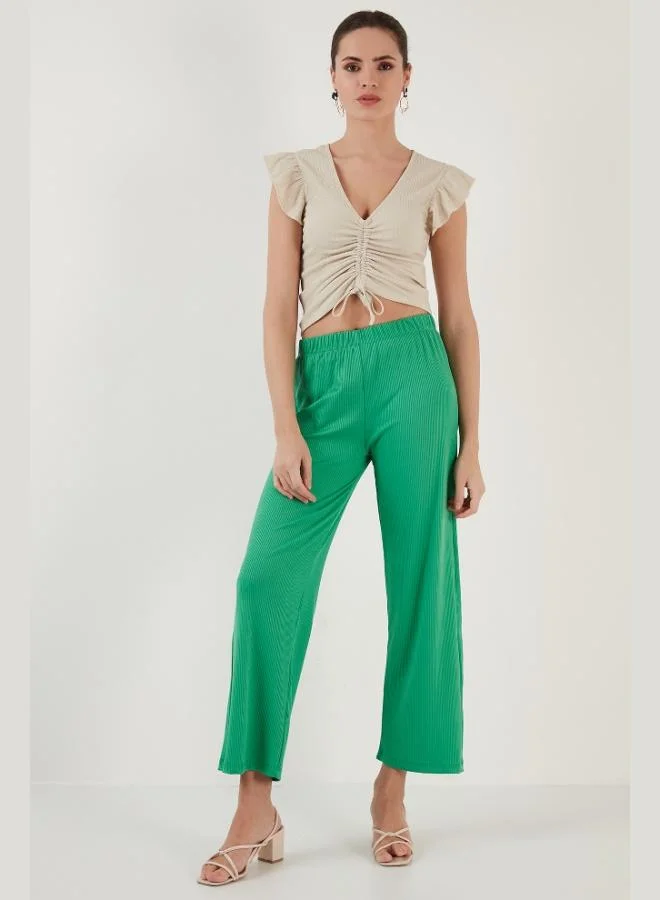 Lela Lela Ribbed Relaxed Fit Wide Leg Trousers Women's Trousers 5865028