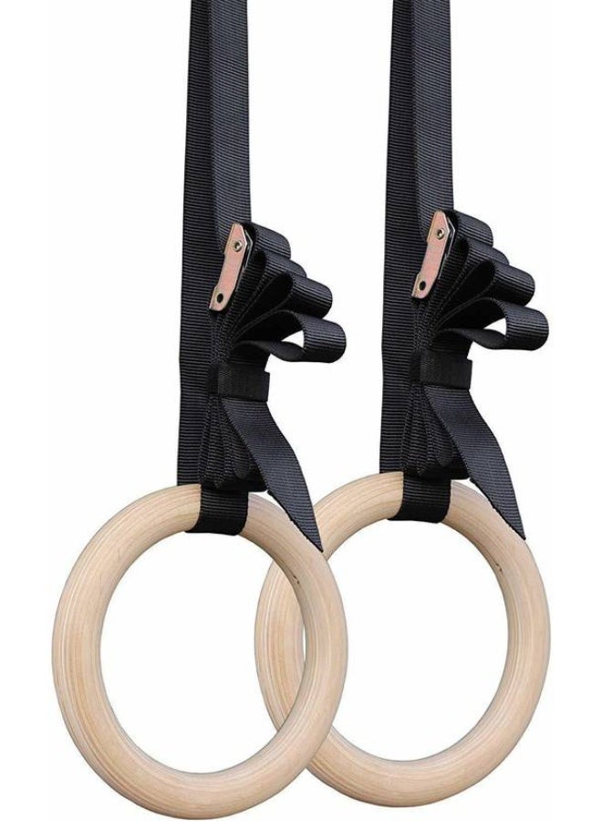 GJSHOP GJSHOP Crossfit Equipment Olympic Rings Wooden Rings parallettes Gym Rings Gymnastics Pilates Ring  (Multicolor) - Image 1