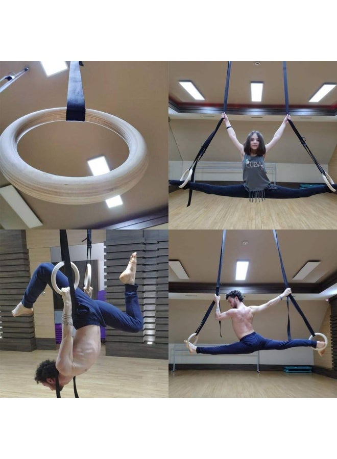 GJSHOP GJSHOP Crossfit Equipment Olympic Rings Wooden Rings parallettes Gym Rings Gymnastics Pilates Ring  (Multicolor) - Image 2