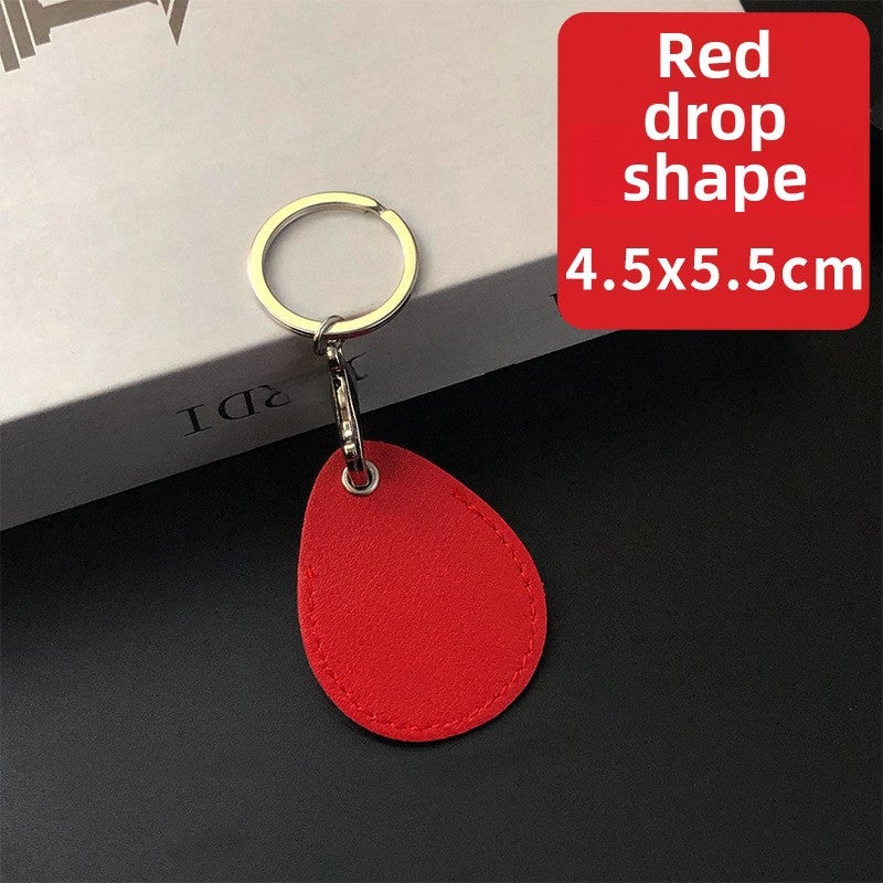 Rectangular PU Leather Keychain Card Holder Red drop-shaped 