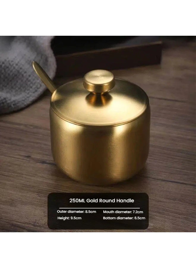 Condiment Spice Jars, Stainless Steel Seasoning Canisters Pots Salt Storage Container Pepper Box Decorative Sugar Bowl with Lids for Countertop Cruet Kitchen Counter Home Coffee Bar Cooking Supplies - Image 2
