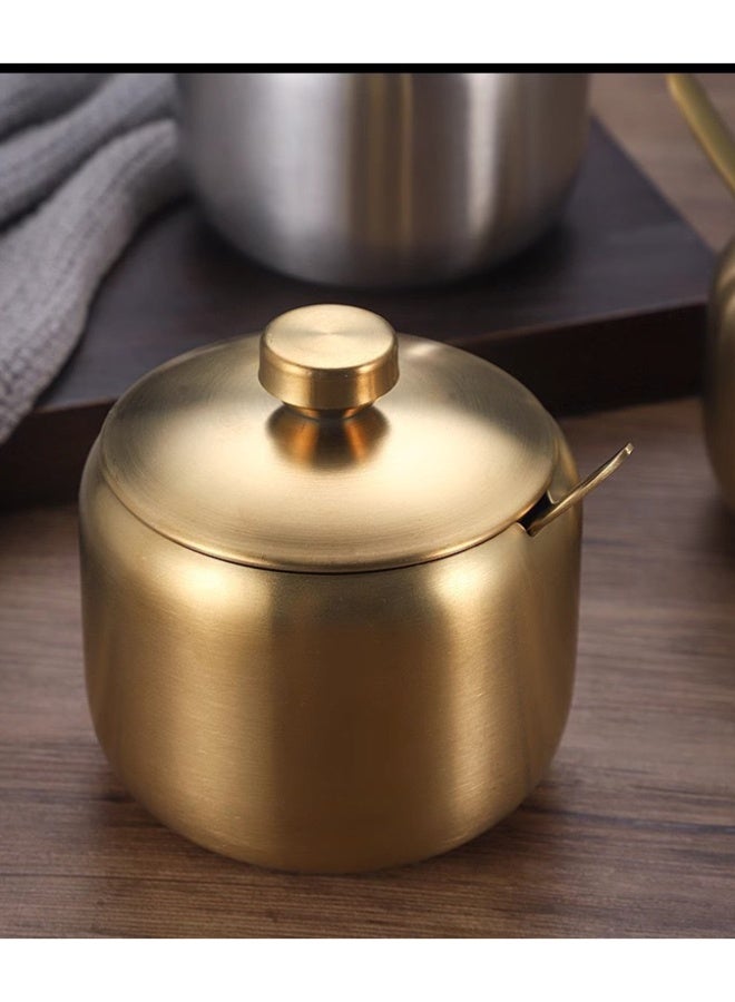 Condiment Spice Jars, Stainless Steel Seasoning Canisters Pots Salt Storage Container Pepper Box Decorative Sugar Bowl with Lids for Countertop Cruet Kitchen Counter Home Coffee Bar Cooking Supplies - Image 3