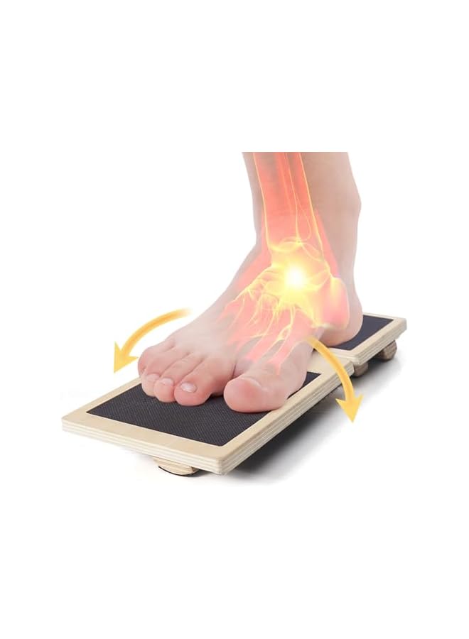 PROMASS مدرب قوة الكاحل للإصابات، مدرب القدم، لوحة توازن لقدم واحدة، لوحة اهتزاز غير قابلة للانزلاق لتدريب استقرار الكاحل، لوحة خشبية غير قابلة للانزلاق لتخفيف التهاب اللفافة الأخمصية - Image 2