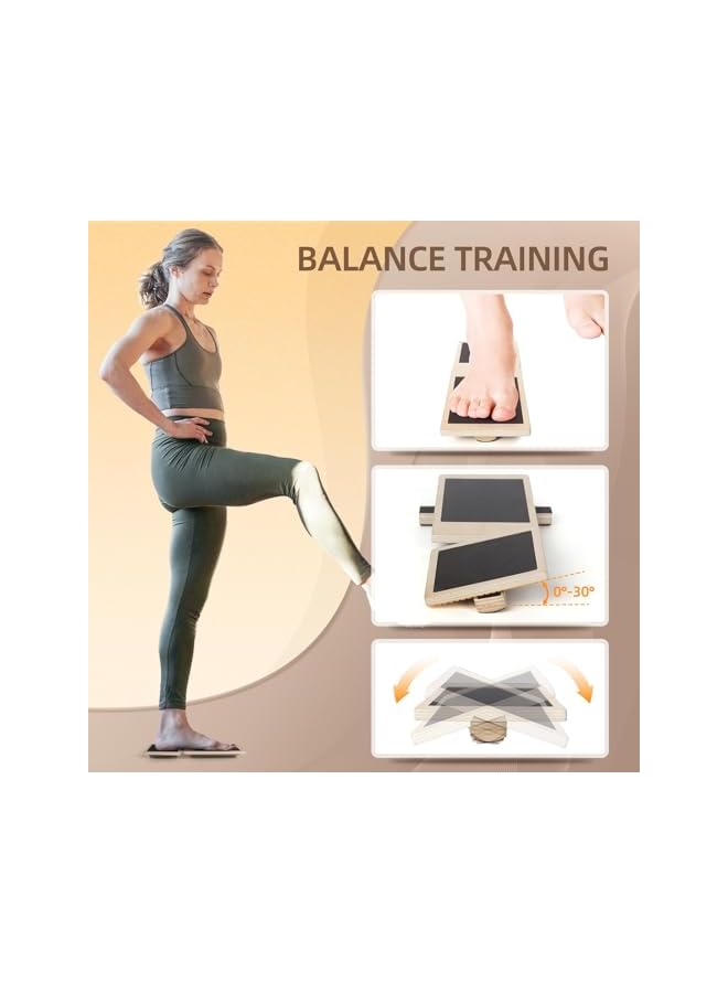 PROMASS مدرب قوة الكاحل للإصابات، مدرب القدم، لوحة توازن لقدم واحدة، لوحة اهتزاز غير قابلة للانزلاق لتدريب استقرار الكاحل، لوحة خشبية غير قابلة للانزلاق لتخفيف التهاب اللفافة الأخمصية - Image 3