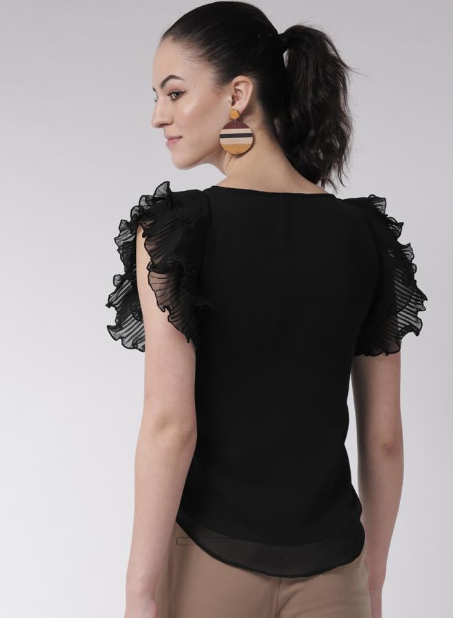 Mish Solid Ruffled Top With Curved Hem - Image 5