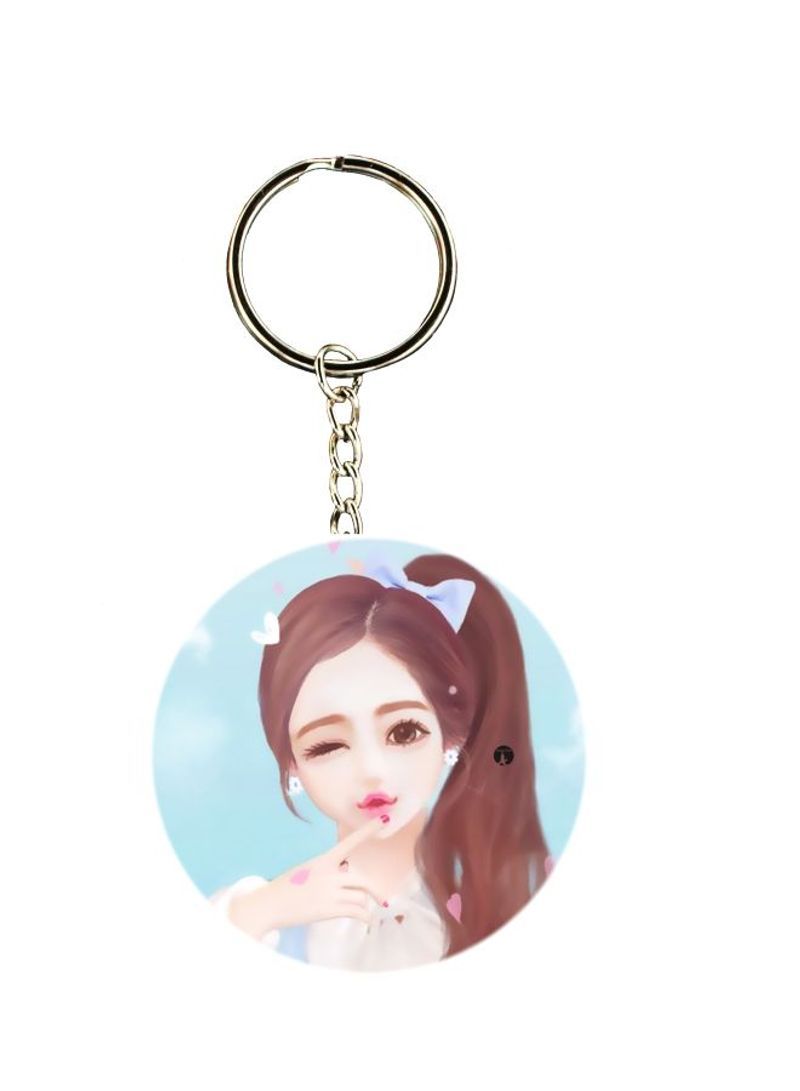 Double Sided Girl Printed Keychain