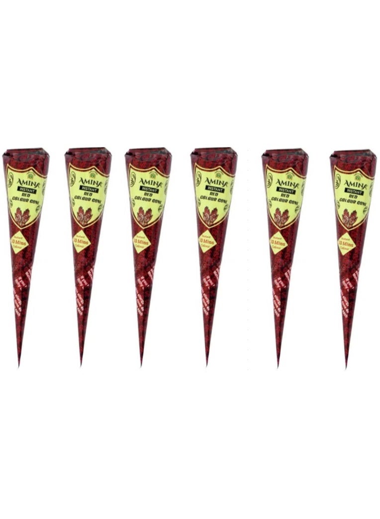 أمينا أقماع معجون الحناء من أمينة، لون أحمر كرزي - عبوة من 6 قطع - لون أحمر يدوم طويلاً، خالٍ من المواد الكيميائية وسهل الاستخدام - Image 1