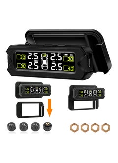 Boyi TPMS Tire Pressure Monitoring System Adjustable And Removable Solar Tire Pressure Monitor With 6 Alarm Modes And Real-Time Auto Detection For Car 22-87 Psi  - Image 1
