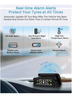 Boyi TPMS Tire Pressure Monitoring System Adjustable And Removable Solar Tire Pressure Monitor With 6 Alarm Modes And Real-Time Auto Detection For Car 22-87 Psi  - Image 4