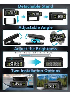 Boyi TPMS Tire Pressure Monitoring System Adjustable And Removable Solar Tire Pressure Monitor With 6 Alarm Modes And Real-Time Auto Detection For Car 22-87 Psi  - Image 2