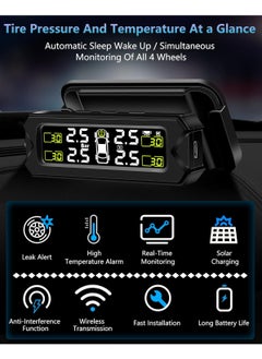 Boyi TPMS Tire Pressure Monitoring System Adjustable And Removable Solar Tire Pressure Monitor With 6 Alarm Modes And Real-Time Auto Detection For Car 22-87 Psi  - Image 3