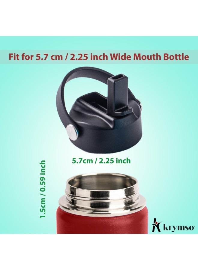 كريمسو غطاء زجاجة مياه بديل لزجاجة مياه من الفولاذ المقاوم للصدأ ذات الفم العريض، زجاجة مياه للأطفال بغطاء بمقبض مرن، غطاء من القش للمياه 500 مل/650 مل/750 مل/1 لتر/1.2 لتر/1.5 لتر/2 لتر - Image 5