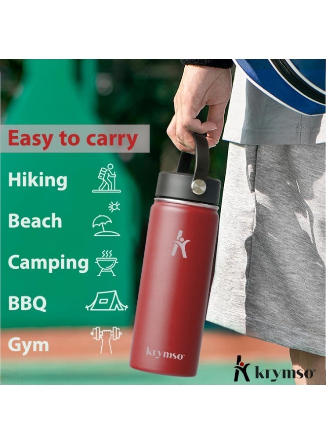 كريمسو غطاء زجاجة مياه بديل لزجاجة مياه من الفولاذ المقاوم للصدأ ذات الفم العريض، زجاجة مياه للأطفال بغطاء بمقبض مرن، غطاء من القش للمياه 500 مل/650 مل/750 مل/1 لتر/1.2 لتر/1.5 لتر/2 لتر - Image 4