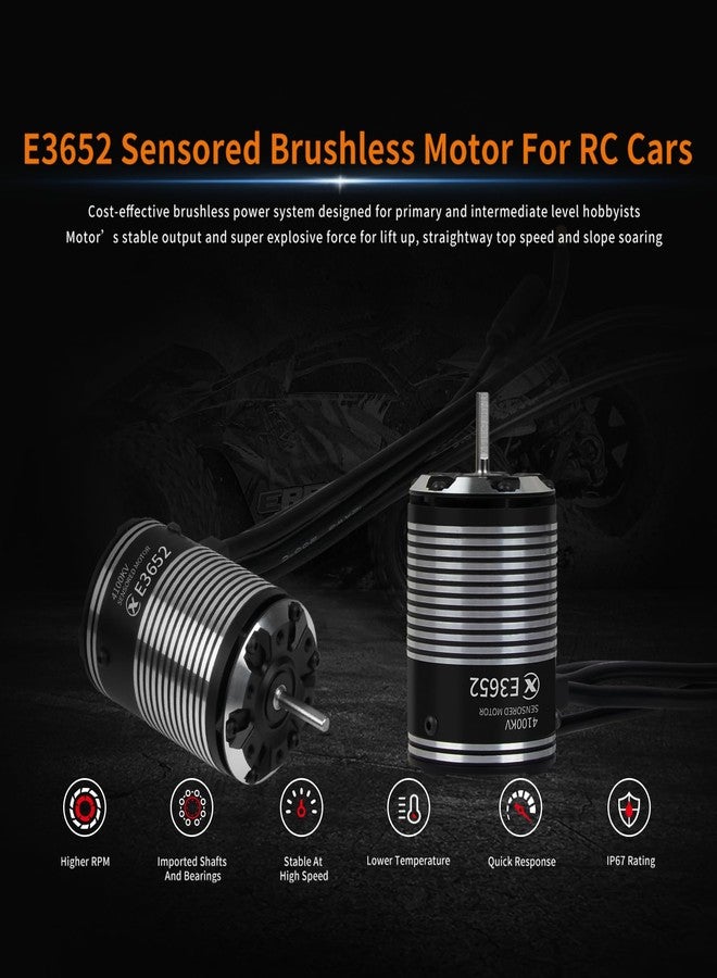 XC E3652 Sensored Brushless Motor for RC Car,2-3S Lipo,IP67 Water Proof,Applicable to:1/10 On-Road,Off-Road,Short Course(Light Load) (3300KV) - Image 2