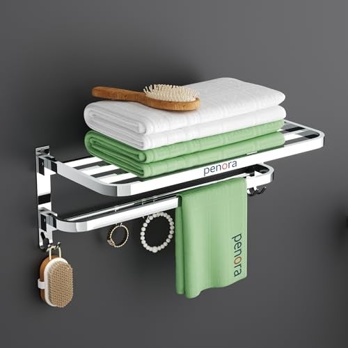 Penora Steel Bathroom Accessories Set, Bathroom Hangers for Clothes Chrome Finish Towel Rod for Bathroom/Towel Rack in Bathroom 18 Inch Bathroom Towel Hanger for Wall Mounted, Anti Rust (Pack of 1) - Image 1