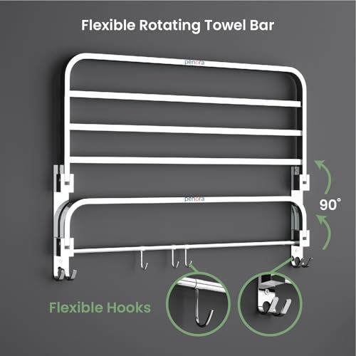 Penora Steel Bathroom Accessories Set, Bathroom Hangers for Clothes Chrome Finish Towel Rod for Bathroom/Towel Rack in Bathroom 18 Inch Bathroom Towel Hanger for Wall Mounted, Anti Rust (Pack of 1) - Image 4
