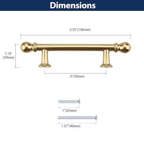Orger 10 Pack 3 Inch(76mm) Champagne Bronze Cabinet Pulls Heavy Duty,Kitchen Cabinet Handles Hardware Zinc Alloy,Vintage Handles for Bathroom Dresser Drawer - Image 5