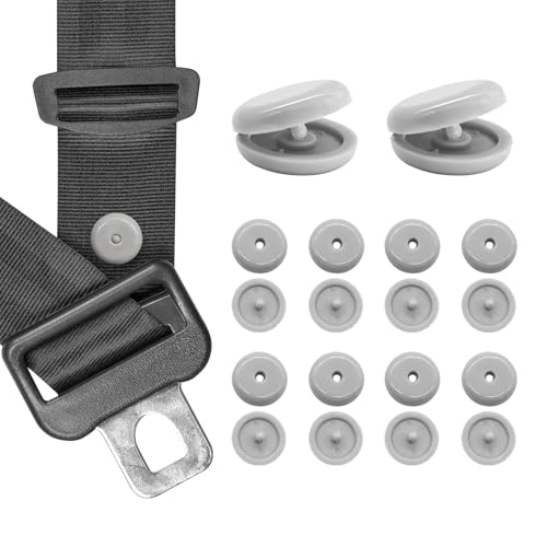 FSTURIOS 10 Sets Seat Belt Button Stop Snapon Seatbelt Stopper Prevent Buckle from Sliding Down Universal Fit Stopper Button Plastic Seat Belt Buckle Clip Stop Car Accessories Gray - Image 1