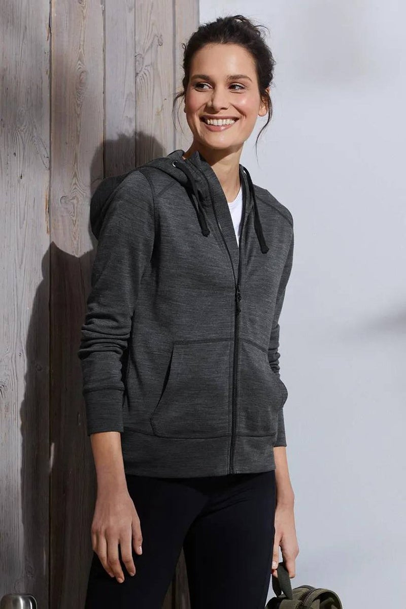 Tchibo Women Full Zip Hooded Long Sleeves Textured Sweatshirt, Charcoal - Image 1