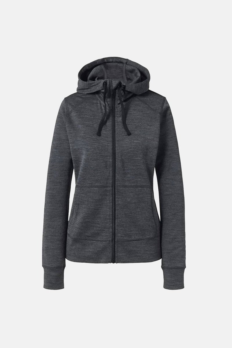 Tchibo Women Full Zip Hooded Long Sleeves Textured Sweatshirt, Charcoal - Image 2