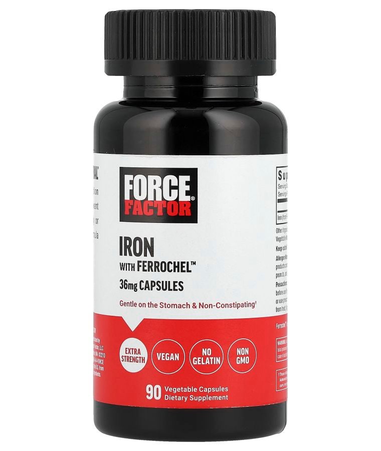 Force Factor Iron with Ferrochel™ 36 mg 90 Vegetable Capsules