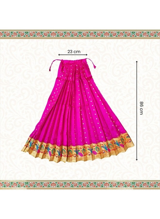 PUNYATVA Readymade Paithani Gudhi Cover or Vastra(Pink)/ Gudi Padawa Paithani Saree/Gudhipadawa Festival Decoration Gift/GudiPadva Readymade Saree Cover for Pooja/Gudi Padwa Set - Image 4