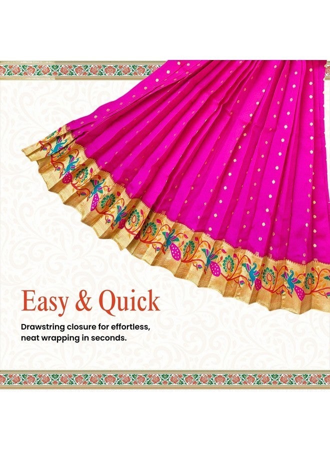 PUNYATVA Readymade Paithani Gudhi Cover or Vastra(Pink)/ Gudi Padawa Paithani Saree/Gudhipadawa Festival Decoration Gift/GudiPadva Readymade Saree Cover for Pooja/Gudi Padwa Set - Image 3