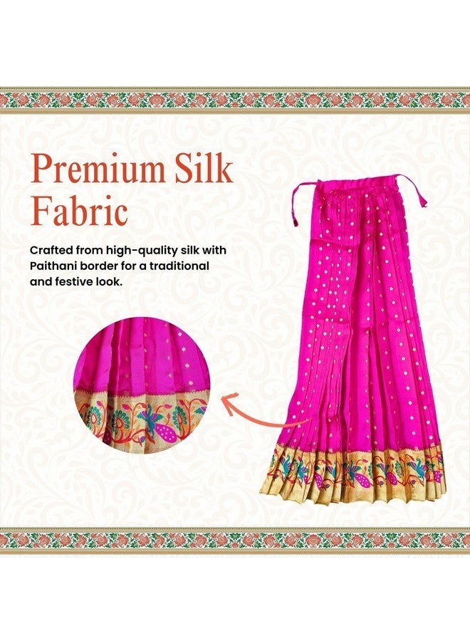 PUNYATVA Readymade Paithani Gudhi Cover or Vastra(Pink)/ Gudi Padawa Paithani Saree/Gudhipadawa Festival Decoration Gift/GudiPadva Readymade Saree Cover for Pooja/Gudi Padwa Set - Image 5