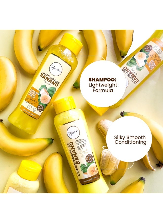 ANYELUZ ANYELUZ Banana Hair Care Duo Set - Moisturizing Shampoo & Nourishing Conditioner, Natural Fruit-Infused Hydration & Repair for Dry, Damaged Hair  - Image 3