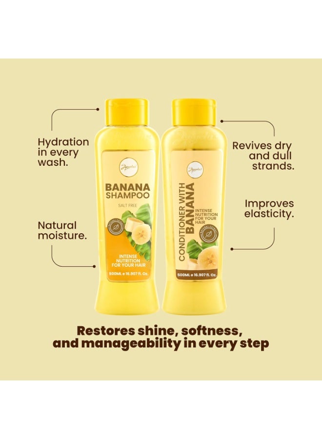ANYELUZ ANYELUZ Banana Hair Care Duo Set - Moisturizing Shampoo & Nourishing Conditioner, Natural Fruit-Infused Hydration & Repair for Dry, Damaged Hair  - Image 2