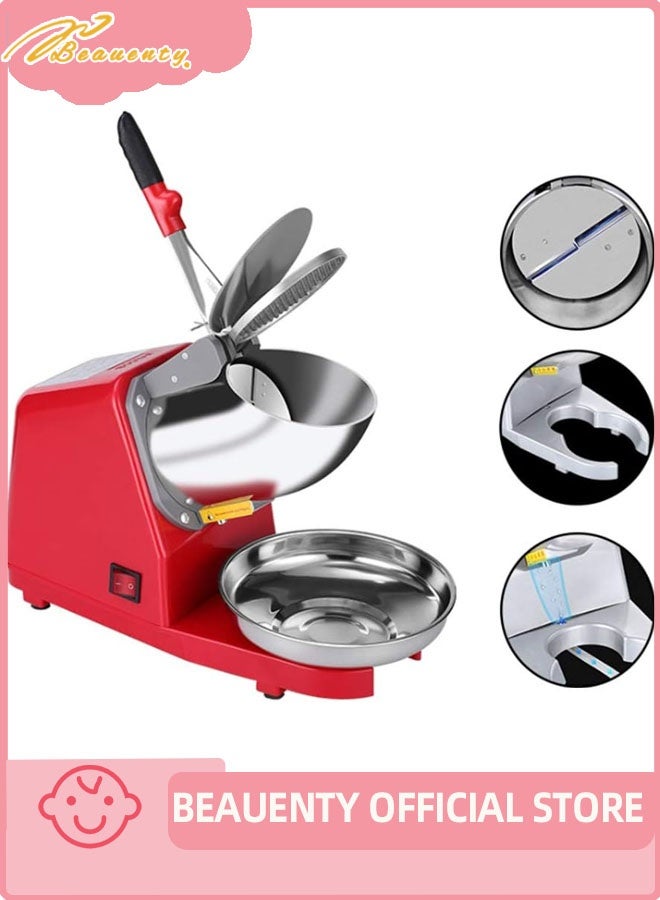 Beauenty Ice Crusher, Electric Snow Cone Machine, Stainless Steel Double Slot Double Knife & Double Coverdesign, for Commercial Snow Flake Ice Milk Shop Household High-Power Ice Beater Mixer - Image 1