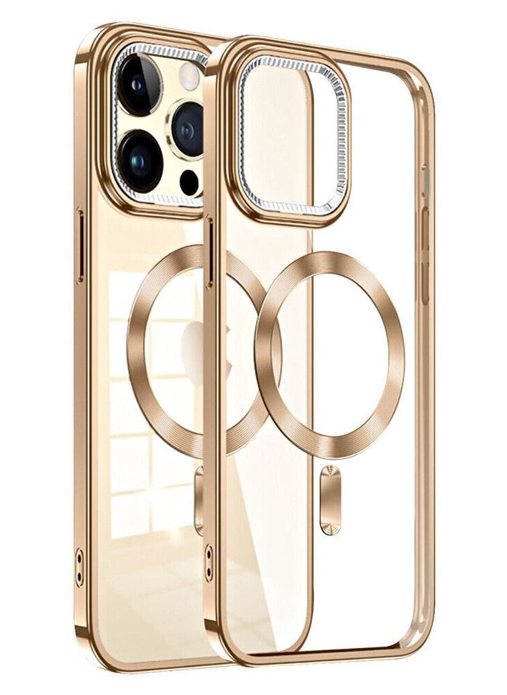 Color Fans - Slim Magnetic Clear Phone Case MagSafe Cover For iPhone 14 Pro 6.1 Inch Gold - Image 1