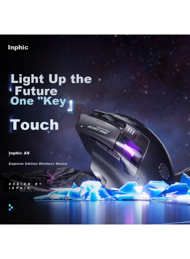 Inphic A9 Wireless Bluetooth Mouse Office Mouse Lightweight Silent Mouse Portable Mouse Ergonomic Computer Mouse Laptop Mouse Explorer Edition Black - Image 1