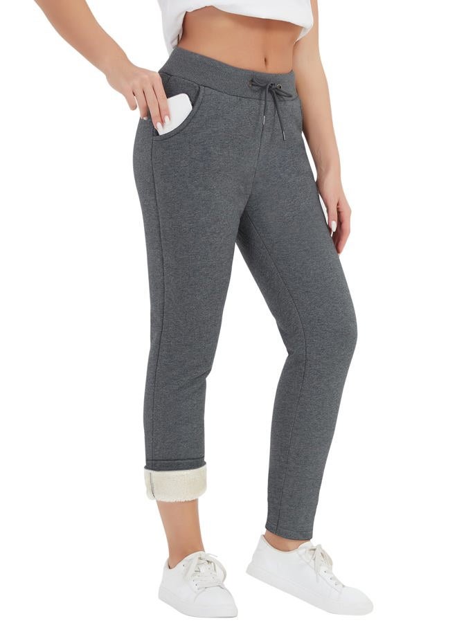 Flygo Women's Sherpa Fleece Lined Joggers Sweatpants Winter Warm Pants with Pockets (XS-2XL), 02 Grey(straight), L - Image 2