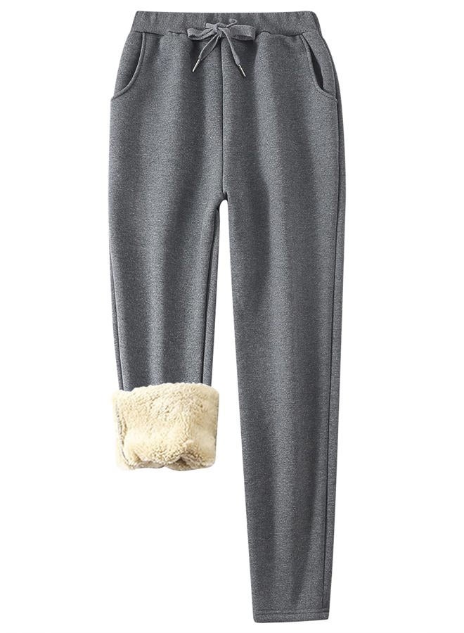 Flygo Women's Sherpa Fleece Lined Joggers Sweatpants Winter Warm Pants with Pockets (XS-2XL), 02 Grey(straight), L - Image 1