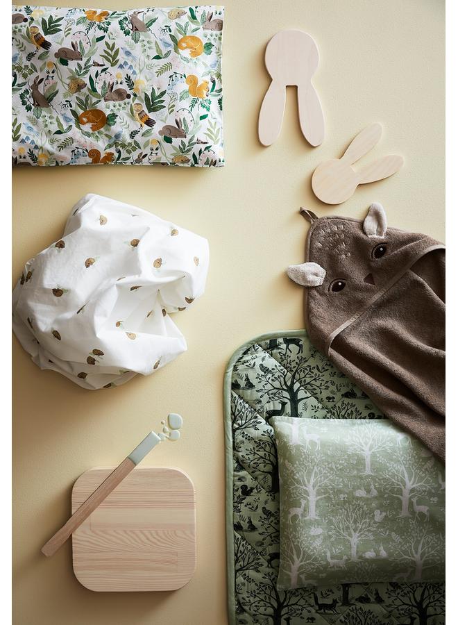 زبون بطانية مبطنة بنمط حيوانات الغابة/أخضر، 96×96 سم - Image 4