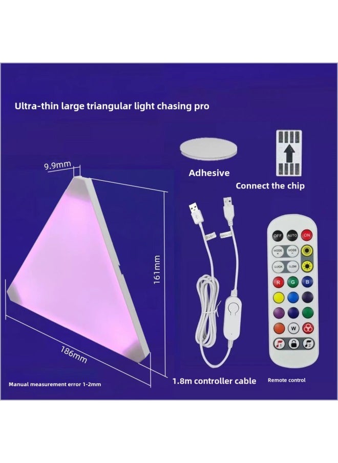 Generic - Triangular E-sports Lamp Indoor Wall Lamp RGB Party Lamp Intelligent Quantum Lamp Diy Ceiling Lamp Splicing Lamp Odd Light Lamp-Light Source Power:11 Lights +1 Controller +1 Remote Control + App + Pickup-Light Color:Enlarged Ultra-thin Triangular Light Board (bluetooth Model) Is Simple And Convenient - Image 1