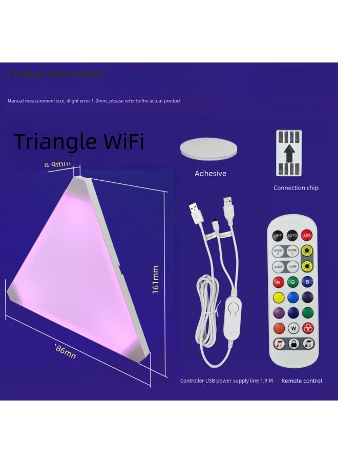 Generic - Triangular E-sports Lamp Indoor Wall Lamp RGB Party Lamp Intelligent Quantum Lamp Diy Ceiling Lamp Splicing Lamp Odd Light Lamp-Light Source Power:11 Lights +1 Controller +1 Remote Control + App + Pickup-Light Color:Enlarged Ultra-thin Triangular Light Board (bluetooth Model) Is Simple And Convenient - Image 1