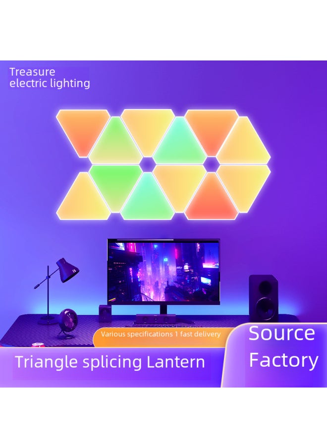 Generic - Triangular E-sports Lamp Indoor Wall Lamp RGB Party Lamp Intelligent Quantum Lamp Diy Ceiling Lamp Splicing Lamp Odd Light Lamp-Light Source Power:11 Lights +1 Controller +1 Remote Control + App + Pickup-Light Color:Enlarged Ultra-thin Triangular Light Board (bluetooth Model) Is Simple And Convenient - Image 1