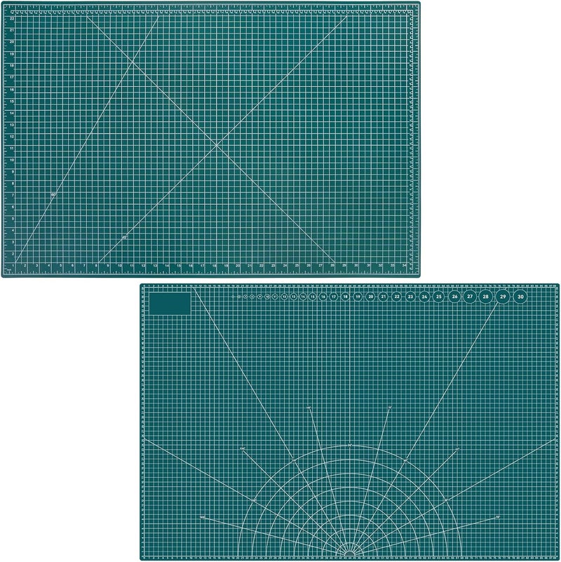 لوح قص ذاتي التعافي، مقاس 35" × 23"، لوح قص دوار ذو وجهين مخصص للخياطة والتطريز وصنع الكتابات اليدوية والحرف اليدوية، لوح قص كبير للاستخدام الهواة (A1)، اللون أخضر - Image 2