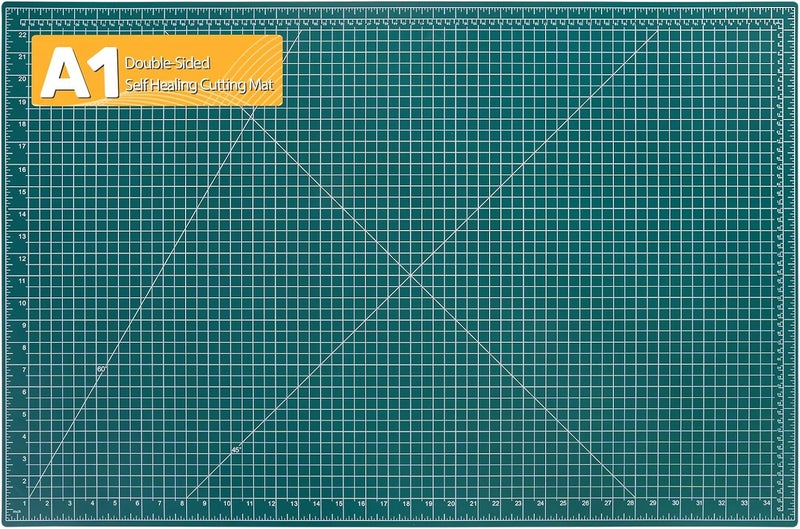 لوح قص ذاتي التعافي، مقاس 35" × 23"، لوح قص دوار ذو وجهين مخصص للخياطة والتطريز وصنع الكتابات اليدوية والحرف اليدوية، لوح قص كبير للاستخدام الهواة (A1)، اللون أخضر - Image 1