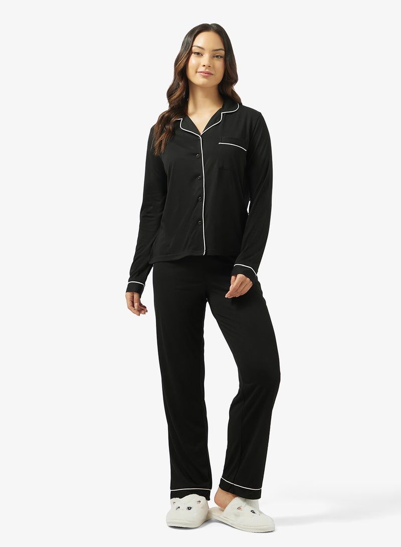 جينجر طقم بيجامة وقميص بأزرار بلمسة ناعمة - Image 5