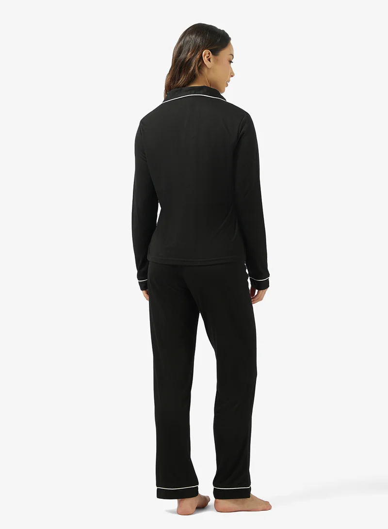 Ginger Soft Touch Button Up Shirt & Pyjama Coord Set