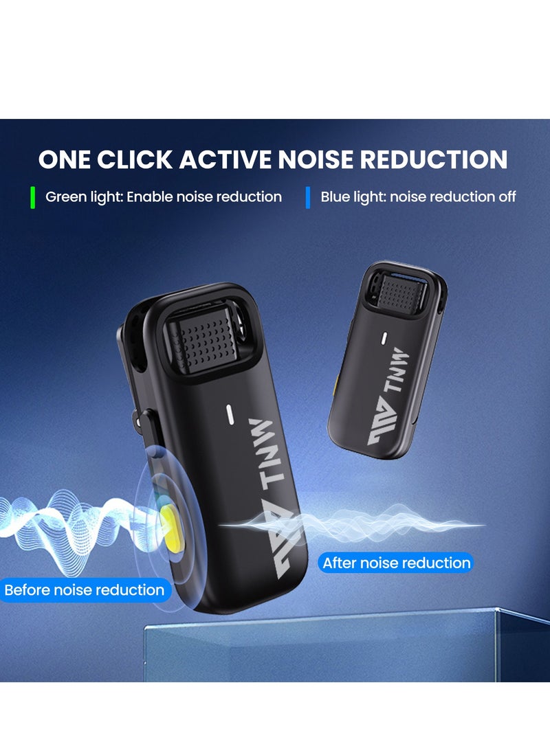 TNW - Wireless Microphone for iPhone/Android 2-in-1 RX, TNW A11 Lavalier Mic Wireless with One-click Noise Reduction, 50M Range, Clip on Mic for Video Recording, Vlogging, YouTube, Live, Interviews (White) - Image 1
